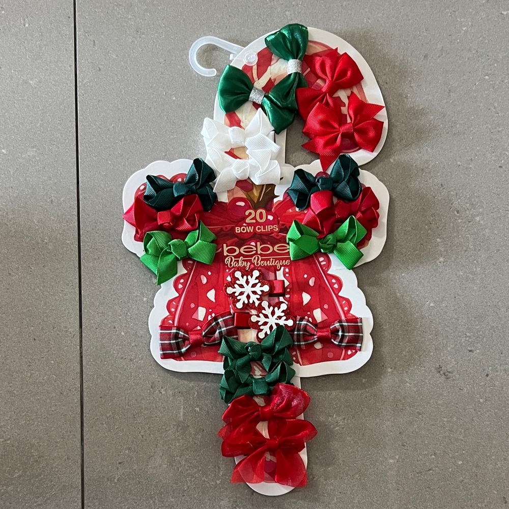 Bebe Holiday Bow Clips Set - Red, Green, White